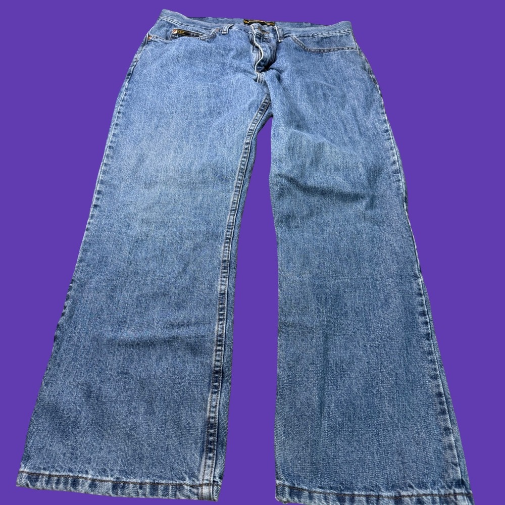 Lee Jeans Regular Fit Bootcut Blue Denim Medium Wash Western Cowboy 36x30